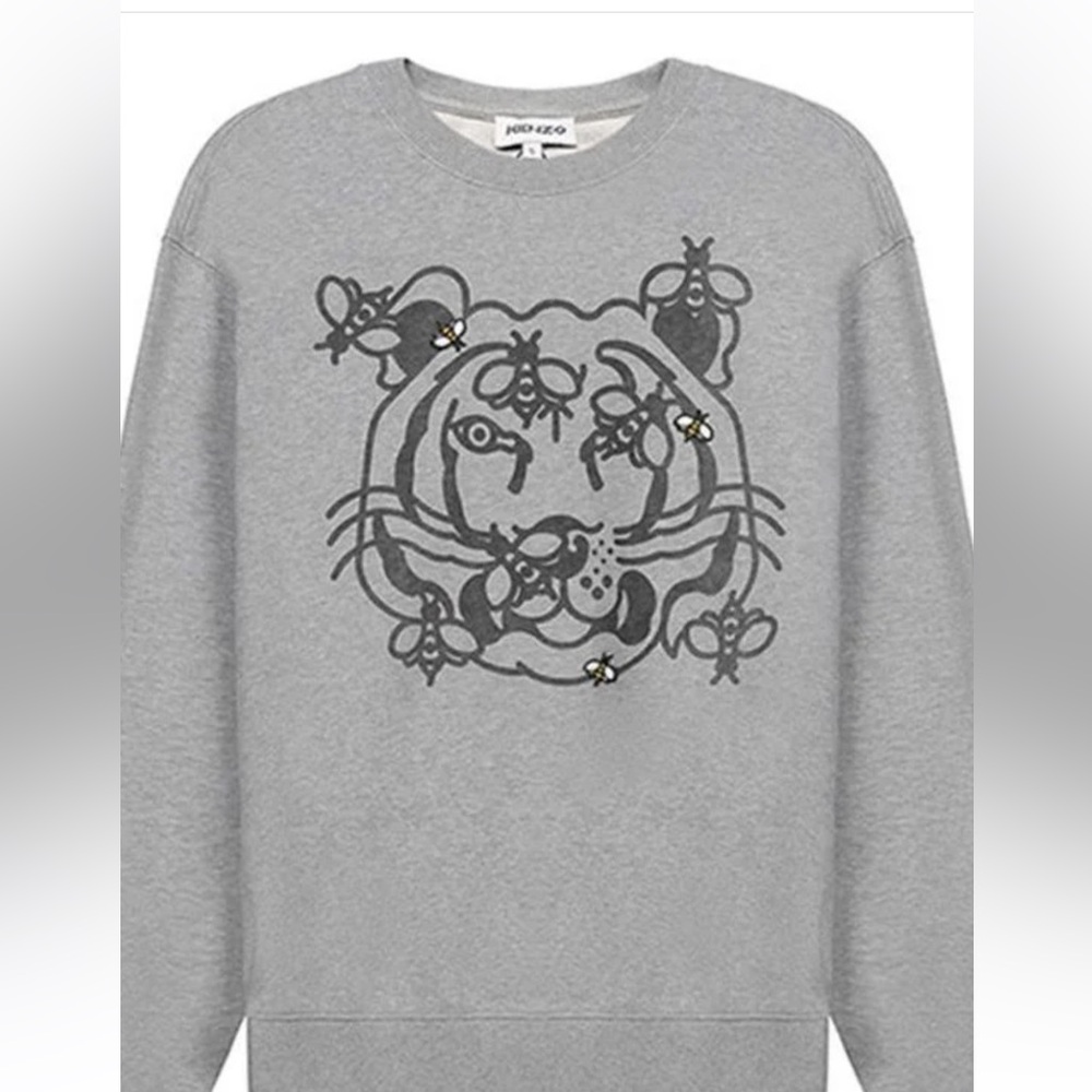 Kenzo Paris Bee Tiger Sweatshirt Grey Large Made in Portugal Rare